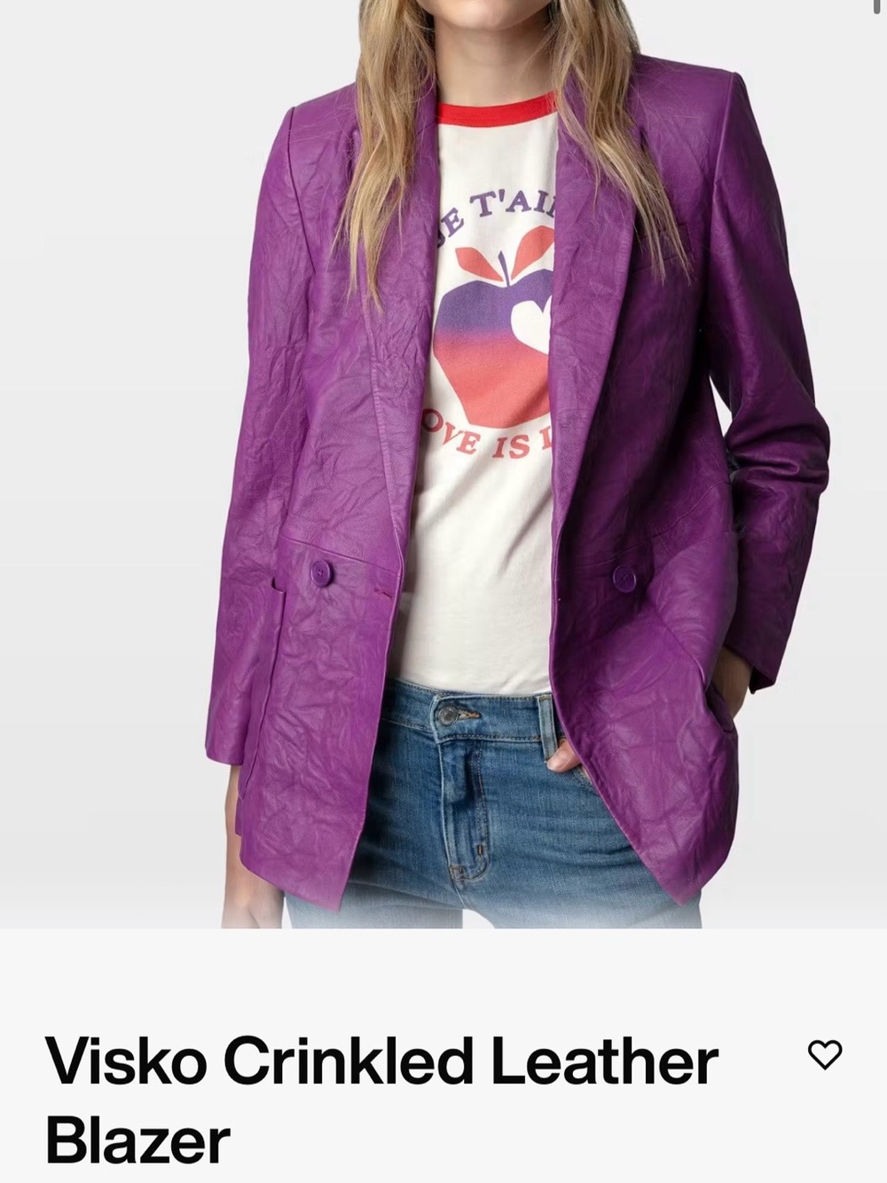 Zadig & Voltaire Purple Leather Blazer Jacket